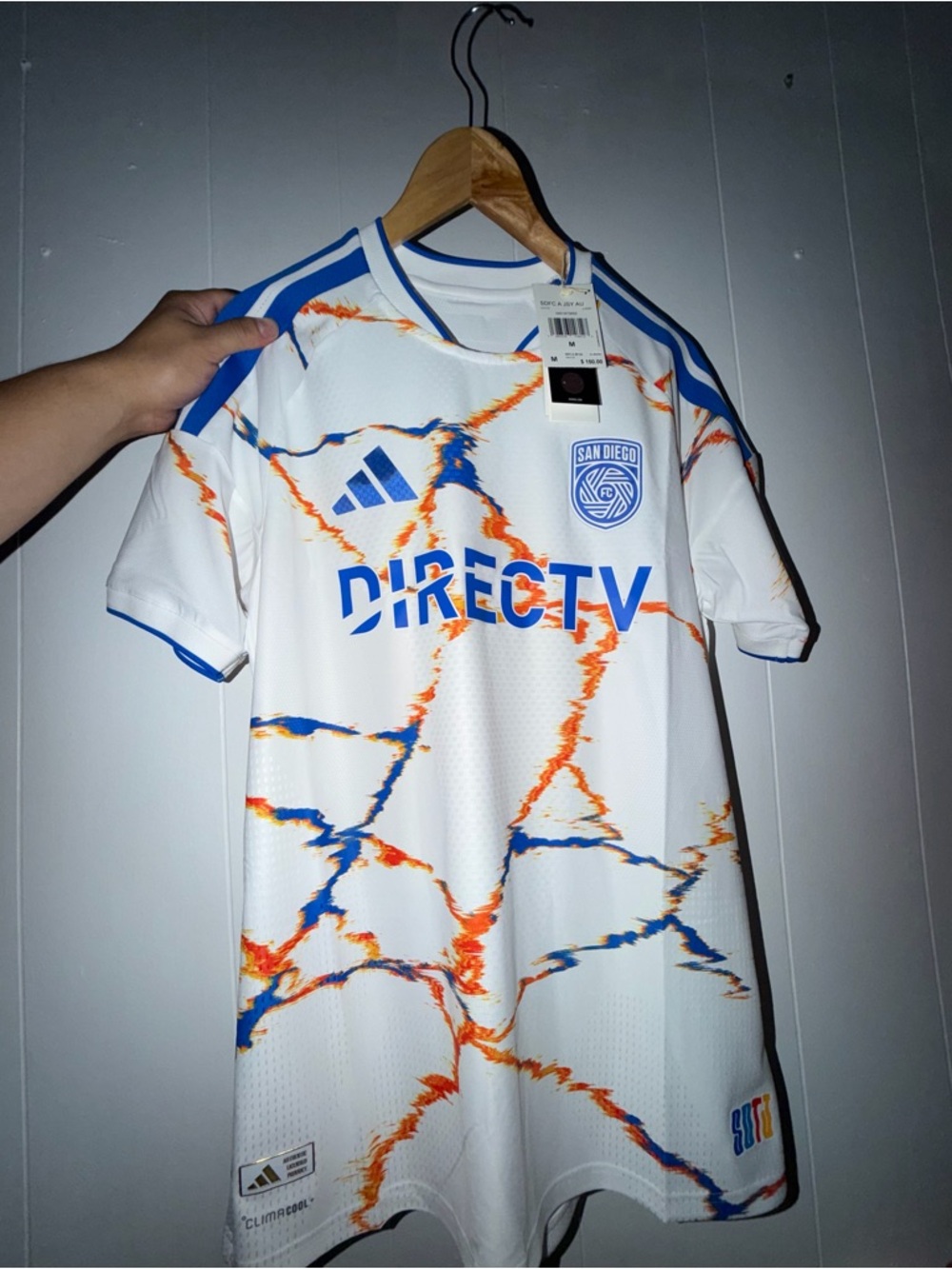 adidas White Blue Orange San Diego DIRECTV Soccer Jersey